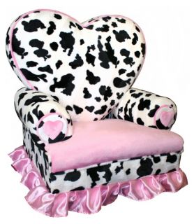 Harmony Kids Princess Heart Chair Minky   Cow   Kids Arm Chairs