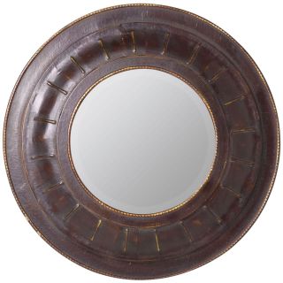Cooper Classics Douala Leather Mirror   33 diam. in.   Wall Mirrors