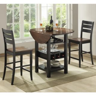 Ridgewood 3 pc. Counter Height Drop Leaf Dining Set   Black   Dining Table Sets