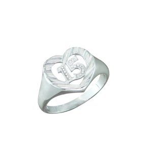 .925 Sterling Silver Quinceaera Heart Ring Jewelry