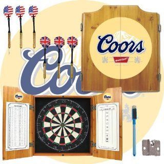 Coors Banquet Dart Cabinet includes Darts and Board   Game Room Products Dart Cabinets Beer Logos 