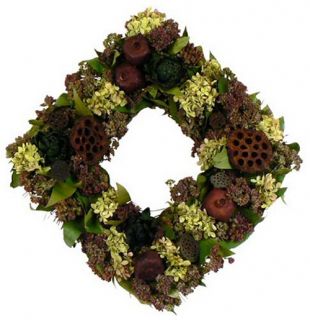 Harvest Delight Collection 17 in. Square Wreath   Wreaths