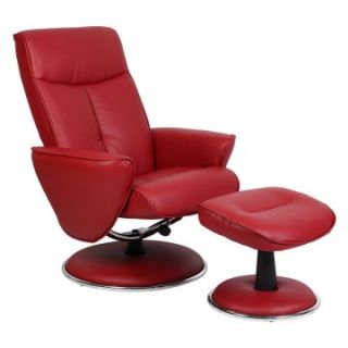 MAC Motion Bonded Leather Swivel Recliner with Ottoman   Red   Home Theater Seating