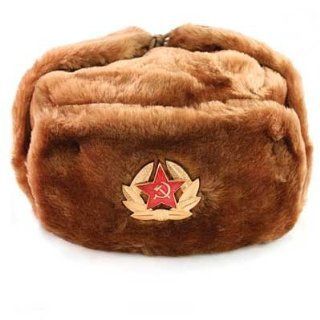 Soviet Military Hat with Ear Flaps Light Brown Ushanka (L) 