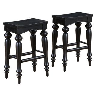 Powell 24 in. Pennfield Kitchen Island Counter Saddle Stools   Black Sand   Set of 2   Bar Stools