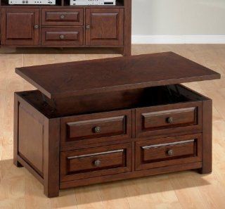 Ogden Lift Top Coffee Table in Oak Finish w Casters & 2 Drawers   Cocktail Table And Lift Top