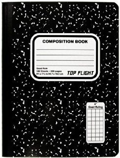Top Flight Sewn Marble Composition Book, Black/White, Quad Rule, 4 Squares per Inch, 9.75 x 7.5 Inches, 100 Sheets (41320)  Composition Notebooks 