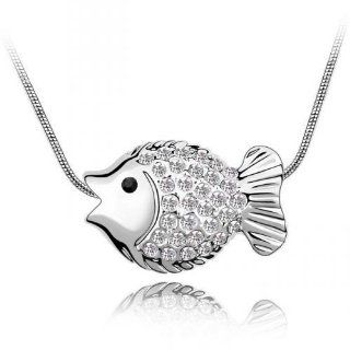 Charm Jewelry Swarovski Crystal Element 18k Gold Plated Clear Crystal Tropical Fish Necklace Z#1142 Zg4e1fa2 Jewelry