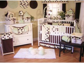 Brandee Danielle Minky Lemon Chocolate Polka Dot 4 Piece Crib Bedding Set   Baby Bedding Sets