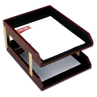 Dacasso Brescia Leather Double Letter Tray   Office Desk Accessories