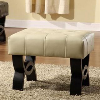 Armen Living Central Park 24 in. Tufted Leather Ottoman   Ottomans