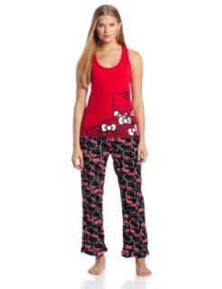 Hello Kitty Junior's Sweet Affection Red Black Bow Print Tank Pajama Set Women Hello Kitty