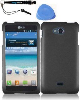 IMAGITOUCH(TM) 3 in 1 Bundle For LG Spirit 4G MS870(Metro PCS) Rubberized Cover   Gray + IMAGITOUCH(TM) Touch Screen Stylus Pen with TRI Removal Tool Case Opener Cell Phones & Accessories