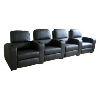 Baxton Studio Barnardine Leather Home Theater Recliner   Set of 4   Black   Home Theater Seating
