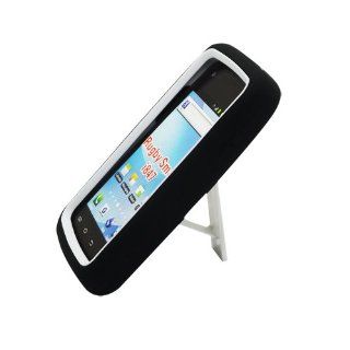 White Hard Soft Gel Dual Layer Stand Cover Case for Samsung Rugby Smart SGH I847 Cell Phones & Accessories