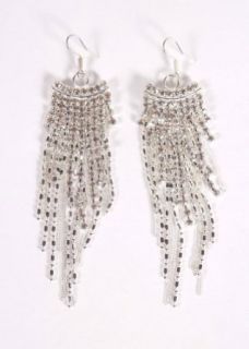Belly Dancer Rhinestone Raining Earrings   Silver Adult Sized Costumes Clothing