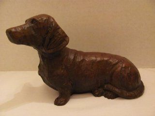 Vintage   DACHSHUND (Sitting) FIGURINE / STATUE (approx. 6 1/2" Length x 4 1/4" Height x 2 3/4" Width)   by RED MILL MFG. / (Handcrafted   USA / Made from Crushed Pecans Shells)  Collectible Figurines  