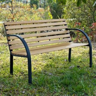 Coral Coast 4ft Curved Arm Garden Bench   Oak   Outdoor Benches