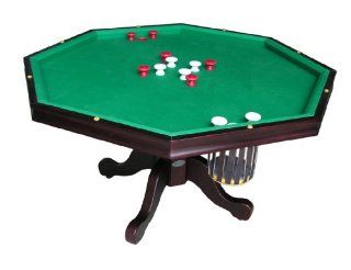 3 in 1 Game Table   Octagon 48" Bumper Pool, Poker & Dining in Mahogany By Berner Billiards Sports & Outdoors