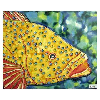 Yellow Dotted Fish Decorative Ceramic Wall Art Tile 6x6  