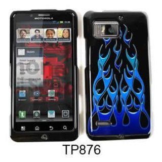 Motorola Droid Bionic XT875 Blue Green Flame Case Cover Protector Snap On Skin Cell Phones & Accessories