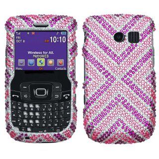 Cautions Diamante Protector Faceplate Cover For SAMSUNG R360(Freeform II) Cell Phones & Accessories