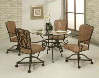 Westport Dining Set with Vienna Castered Chairs (Roletta Brown & Glass Finish)   Dining Room Furniture Sets
