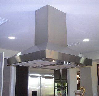 Imperial 54 inch W x 32 1/2 inch D Pyramid Island Mount Range Hood, 1270 CFM, For Ceilings 7'   11', Black or White Appliances
