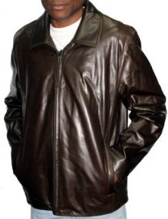 Andrew Marc Men's Open Bottom Leather Jacket Chocolate M at  Mens Clothing store