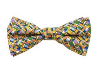 100% Silk Woven Multi colored Mosaic Confetti Geometric Patterned Self Tie Boat  Mens Clothing store