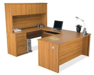 Bestar Embassy U shaped worksation kit in Cappuccino Cherry   Home Office Desks
