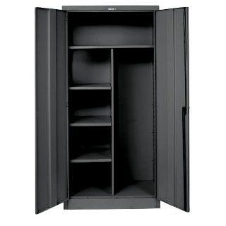 Hallowell 855C18ME Midnight Ebony Steel 800 Series Heavy Gauge Knock Down Combination Cabinet with Coat Rod, Single Tier and Double Door, 36" Width x 78" Height x 18" Depth, 4 Shelves Science Lab Cabinets