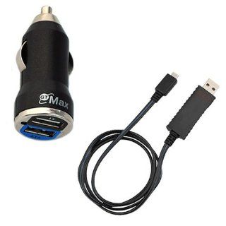 EZOPower Visible Flowing Current Micro USB Sync & Charge Cable + 2 Port USB Car Charger for Samsung Galaxy Note 2 II N7100, GALAXY Note SGH T879, Galaxy S III S3, Galaxy Note LTE i717; Google Nexus 10 Cell Phones & Accessories