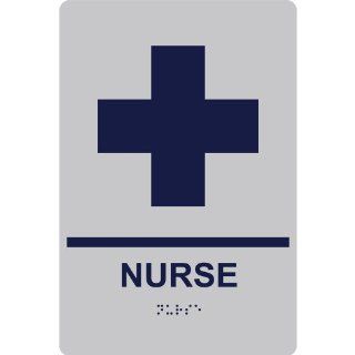 ADA Nurse Braille Sign RRE 880 MRNBLUonSLVR Wayfinding  Business And Store Signs 