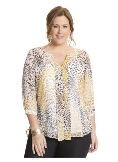 Lane Bryant Plus Size Animal print pleated back blouse     Womens Size 14/16,