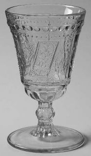 Adams & Co Good Luck Water Goblet   Pattern Glass,Horseshoe,Floral