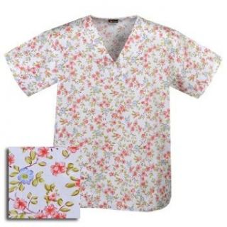 Printed V neck Top   P405 (Small) Clothing