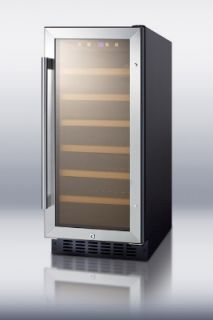 Summit Refrigeration 15 in Wine Cellar w/ Digital Controls, LED Lights & Auto Defrost, Black