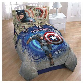 Captain America Twin Bedding Set with Marvel Hero Wall Stickers   Pillowcase And Sheet Sets