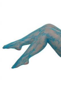 Turquoise Star Crocheted Fishnet Tights