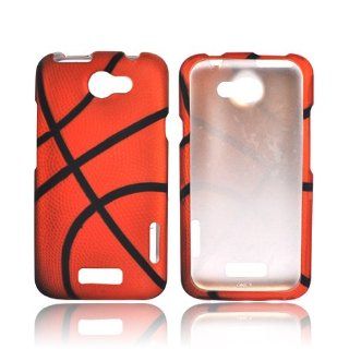HTC One X Rubberized Hard Plastic Snap On Shell Case Cover   Orange/ Black Basketball Cell Phones & Accessories