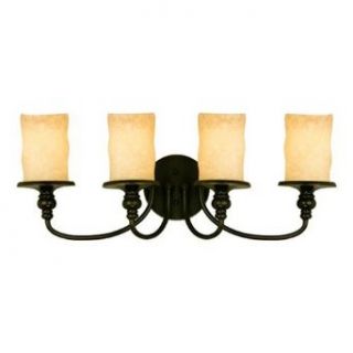Westinghouse 69010 Hearthstone Four Light Wall Fixture, Burnished Bronze Patina Finish with Burnt Scavo Globe   Wall Sconces  