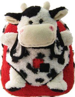Kreative Kids 2 Piece BLACK WHITE RED COW ANIMAL PLUSH Backpack Toys & Games