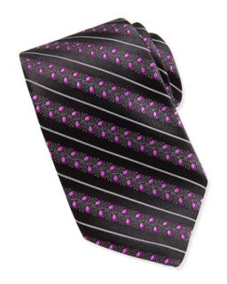 Vine Striped Silk Jacquard Tie, Black