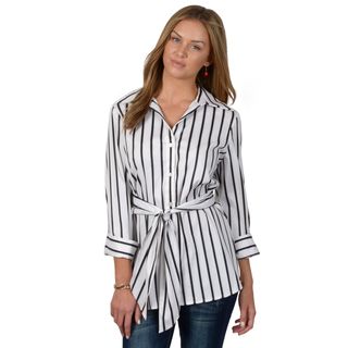 Journee Collection Womens Striped Long Sleeve Button up Shirt