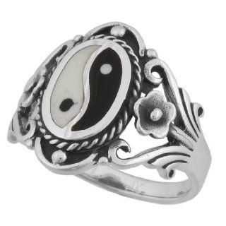 Sterling Silver Oval Yin Yang Ring Size 7 Jewelry