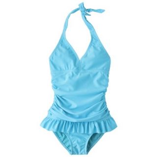 Girls 1 Piece Skirted Swimsuit   Turquoise XL