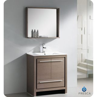Fresca Fresca Allier 30 inch Grey Oak Modern Bathroom Vanity With Mirror Grey Size Single Vanities