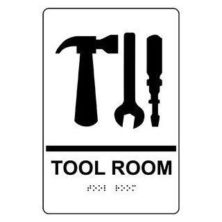 ADA Tool Room With Symbol Braille Sign RRE 865 BLKonWHT Wayfinding  Business And Store Signs 