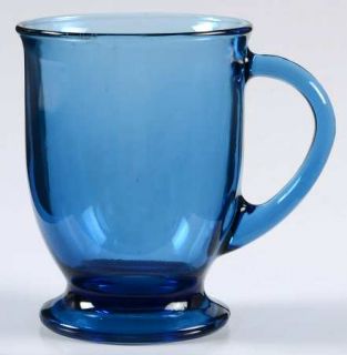 Anchor Hocking Cafe Denim Blue Mug   All Blue,Undecorated,Flare Lip,No Trim
